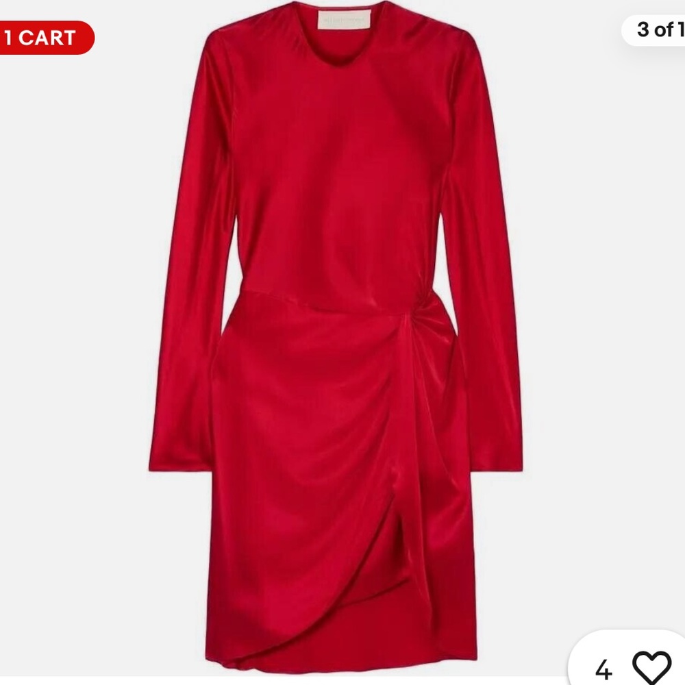 Chic Red Long Sleeve Mini Dress - Picture 3 of 8